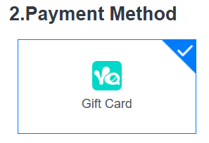 选择支付方式“Gift Card”